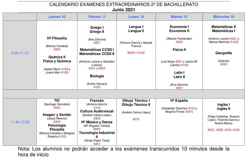 examenes junio bach